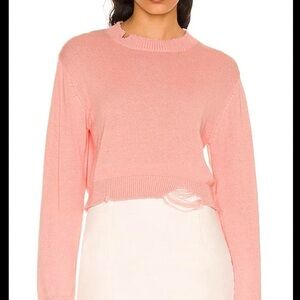 525 America Distressed Crewneck Sweater | Pink | Size Small